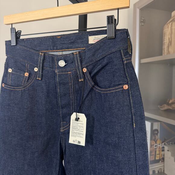 Levi's 501 Selvedge Denim Straight Leg Jeans 24x32 NEW Indigo Blue Cotton Pants - Picture 3 of 7